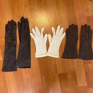 3 pairs LEATHER antique gloves